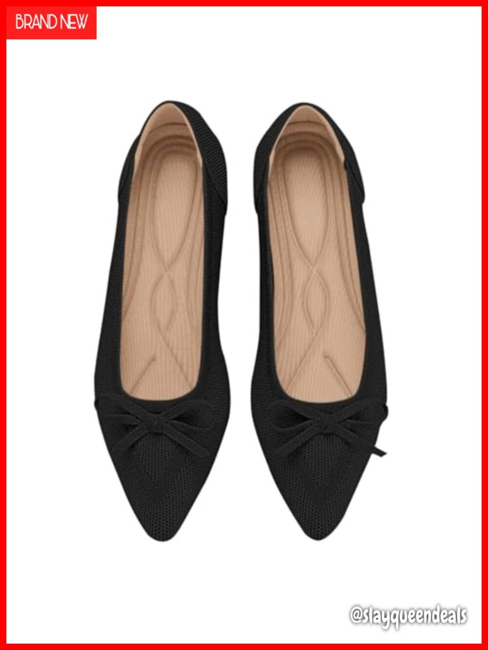 Pointed Toe Bow Knit Ballet Flats Comfortable Dressy Mesh Slip On